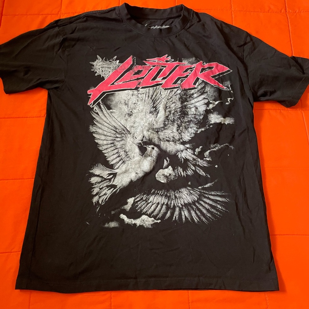 Loiter T Shirt Mens Large Black Tees Short Sleeve God Breathed Graphic Print Y2K